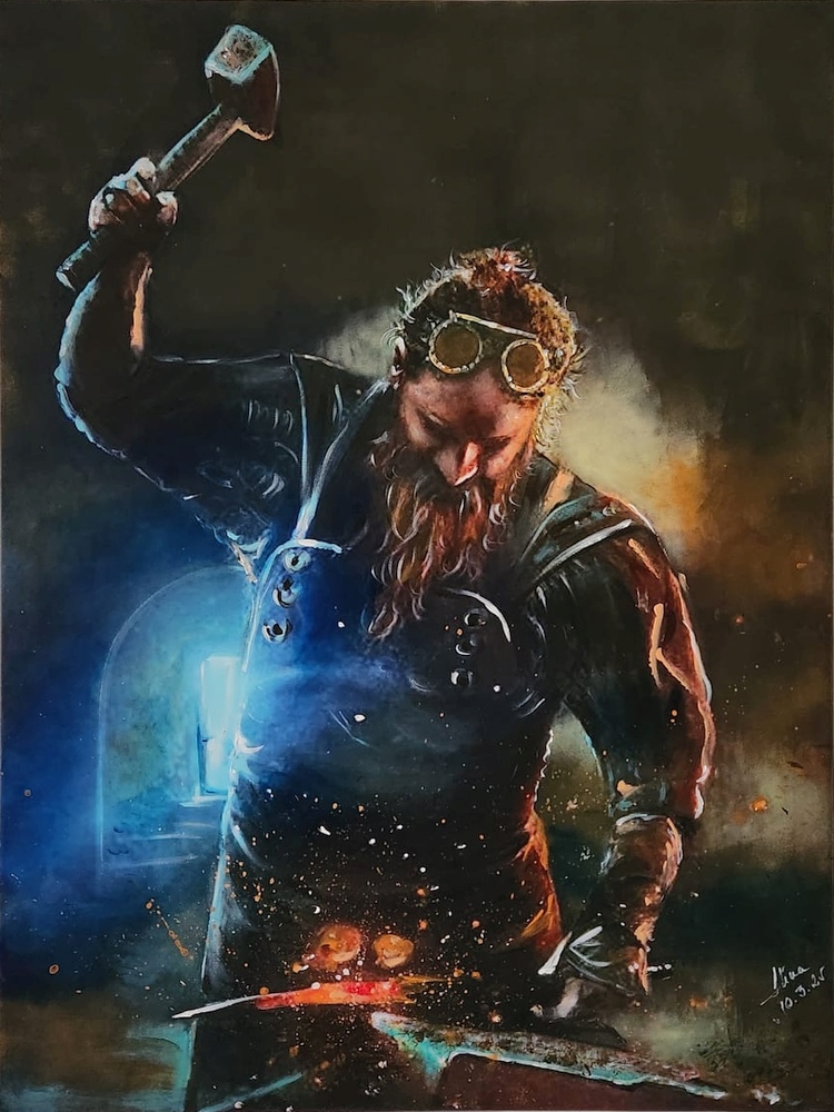 ArteDiAlina.com painting: Betwixt hammer and anvil